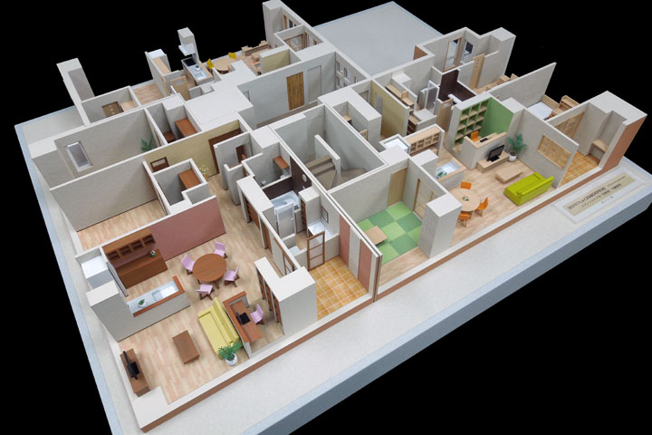 マンションの部屋を再現した内観模型