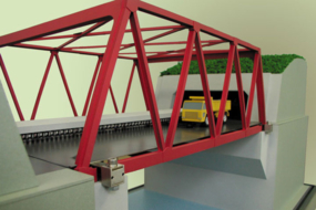 橋梁が振動する土木模型