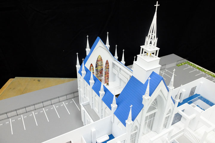 フランベルアムールの結婚式場の建築模型