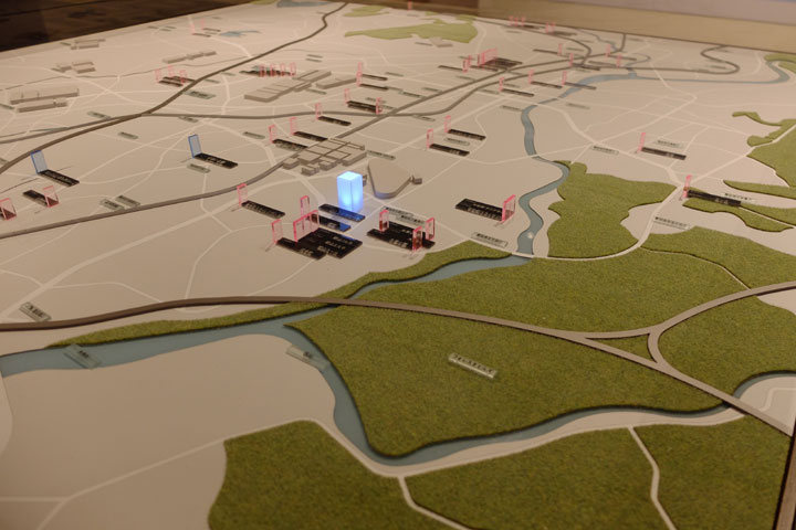 豊田市の市街地のジオラマ模型