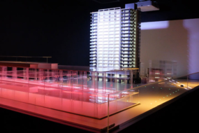 名鉄名古屋本線知立駅の目の前に建つタワーマンションの外観模型