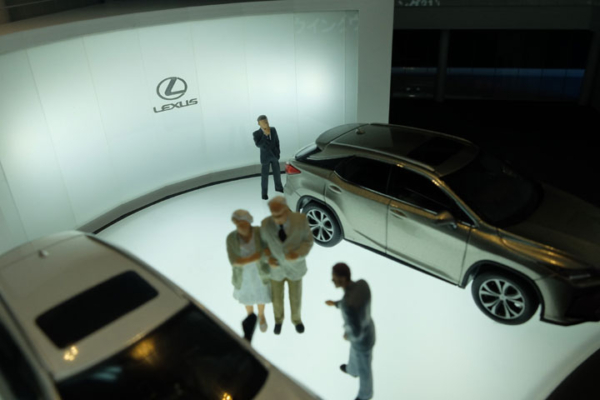 トヨタ自動車九州の工場のラインを再現した展示模型